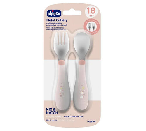 CUBIERTOS INOXIDABLES ROSA +18m x2 unid